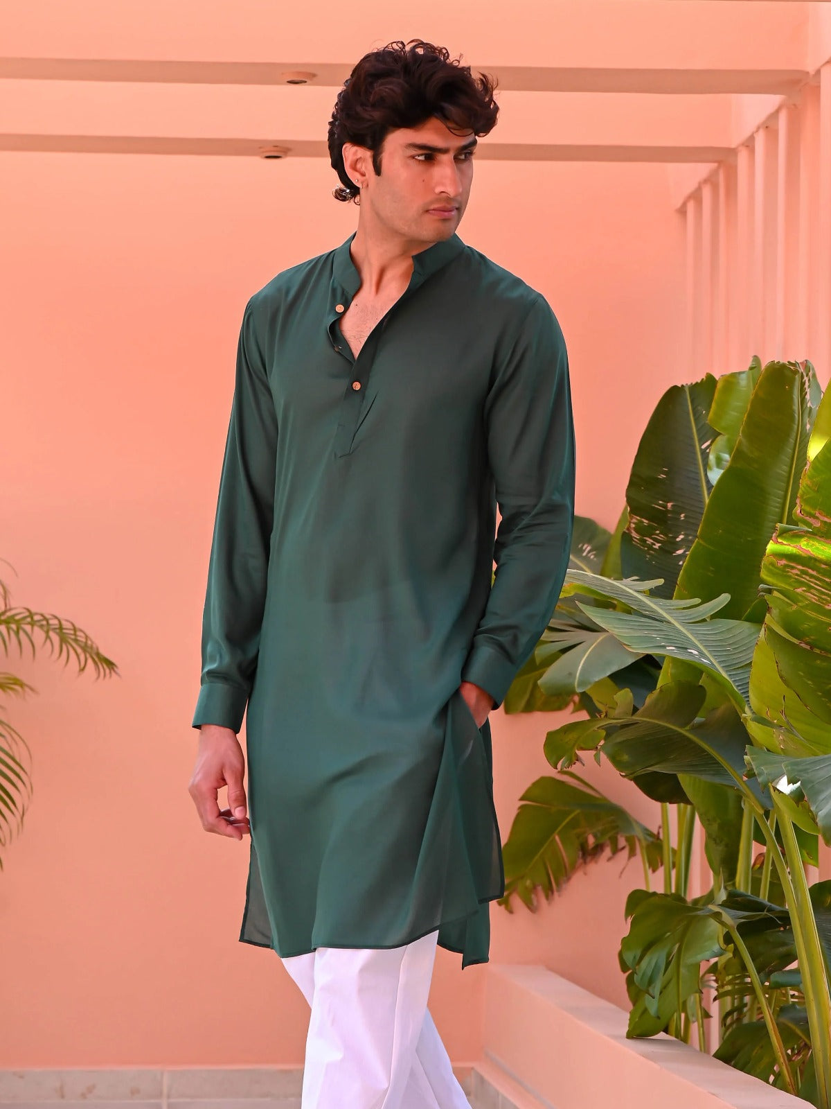 Utsav Dark Green Men Long Kurta