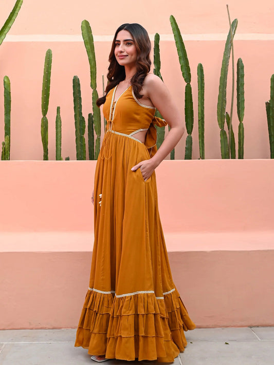 Utsav Marigold Cotton Dress