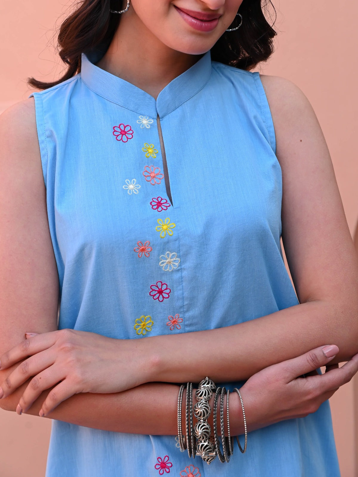 Utsav Powder Blue Embroidered Kurta Set