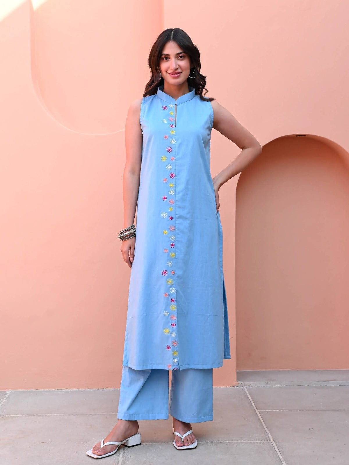 Utsav Powder Blue Embroidered Kurta Set