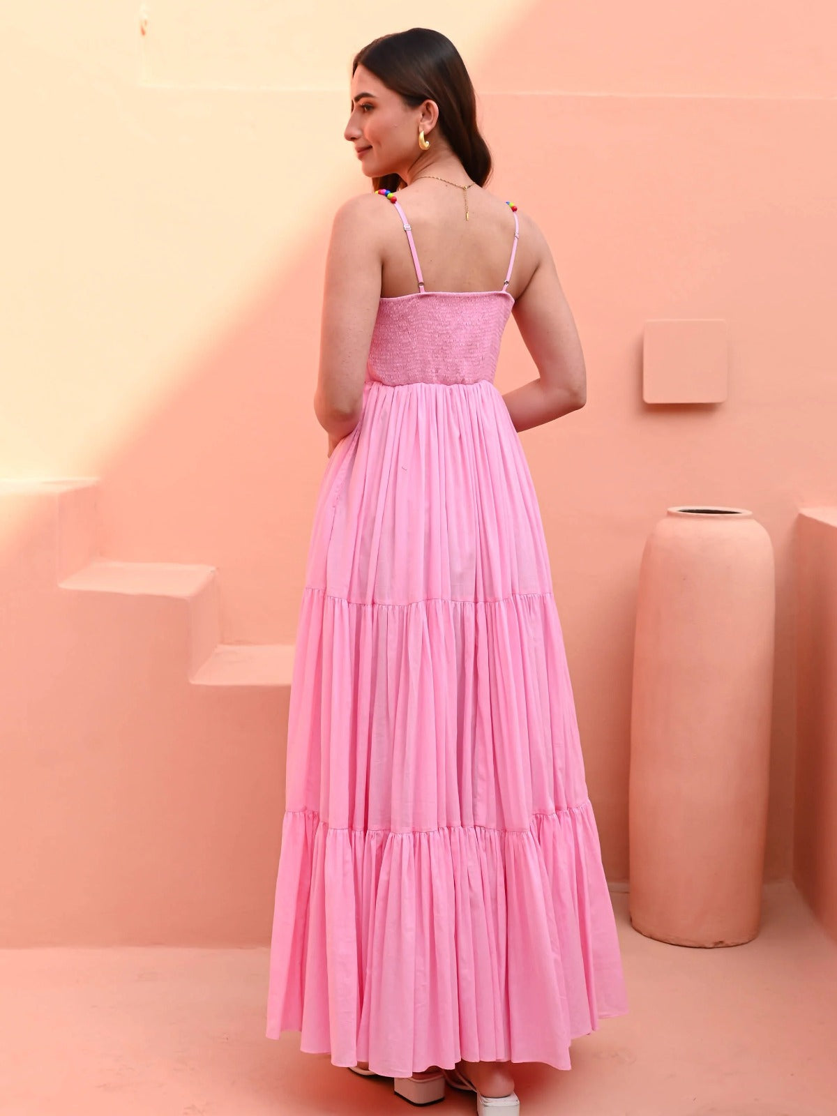 Utsav Light Pink Sleeveless Cotton Dress