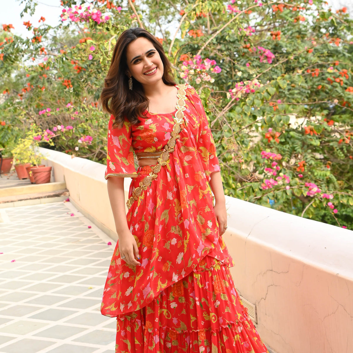 Utsav Nargis Floral Draped Saree