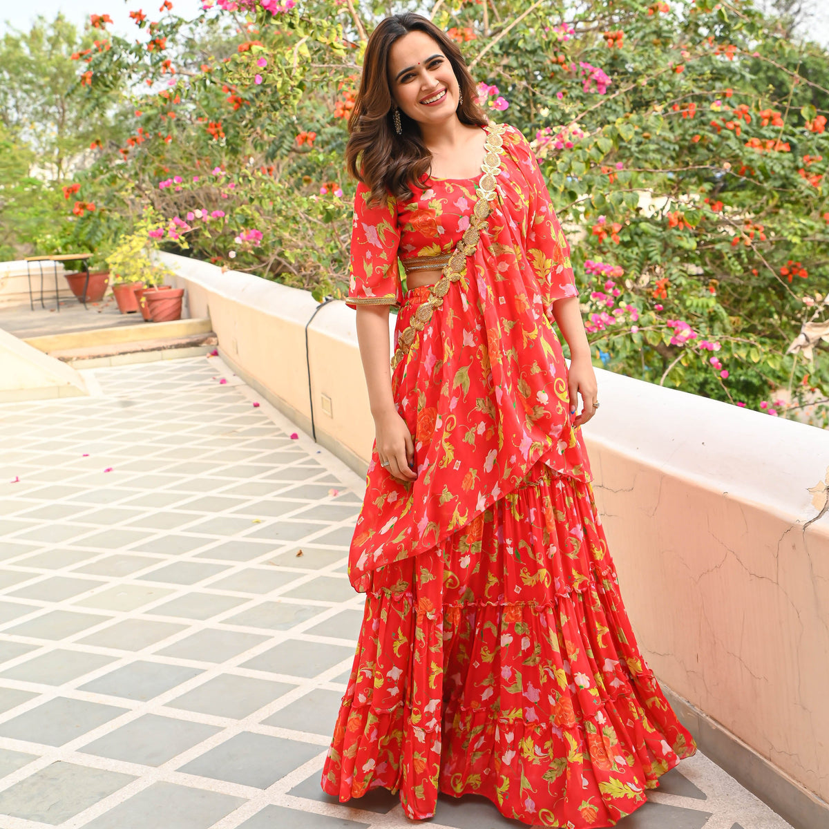 Utsav Nargis Floral Draped Saree