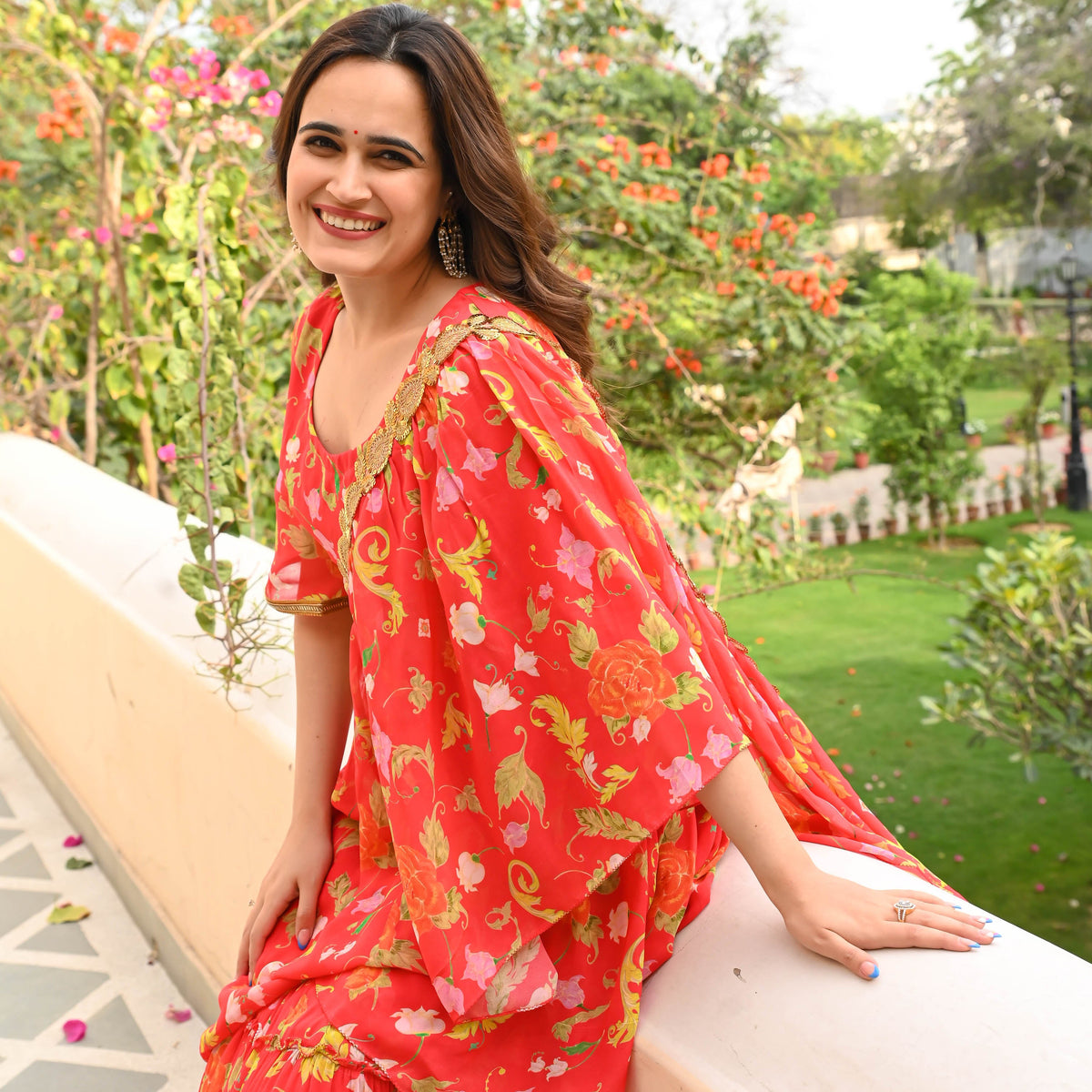 Utsav Nargis Floral Draped Saree