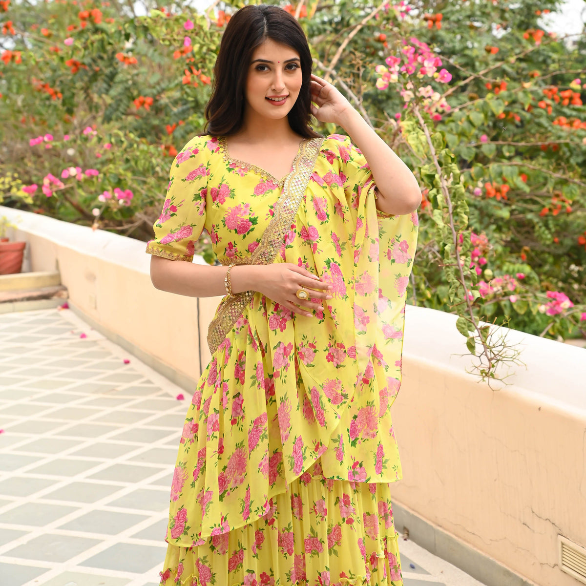 Utsav Kusum Floral Draped Saree