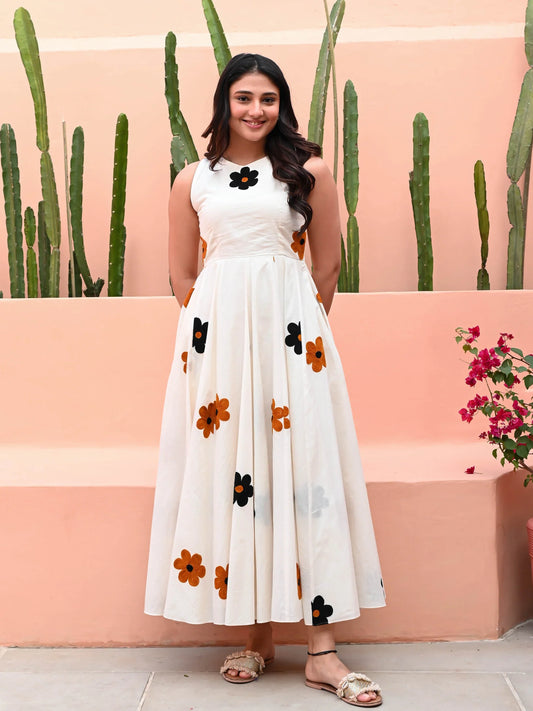 Utsav Snow White Embroidered Dress